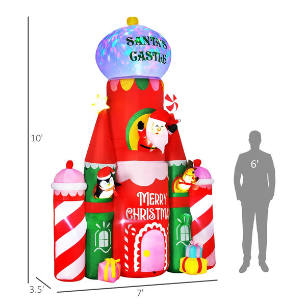English Elm 10ft Candy Castle Holiday Inflatable Yard Display with Led Lights and Festive Characters T3971P404208