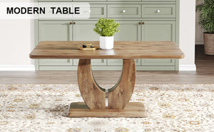 English Elm Modern Wood Grain Mdf Dining Table with Steel Accent Legs for Kitchen or Office W1512S00193
