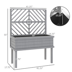 English Elm Self-draining Elevated Fir Wood Planter with Lattice Trellis for Backyard Gardens T3971P422349