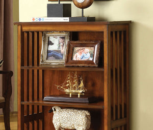 English Elm Gorgeous Antique Oak Solid Wood 5-Shelf Media Bookcase with Lattice Molding, 22"W x 48"H, Sturdy Storage B011P191545