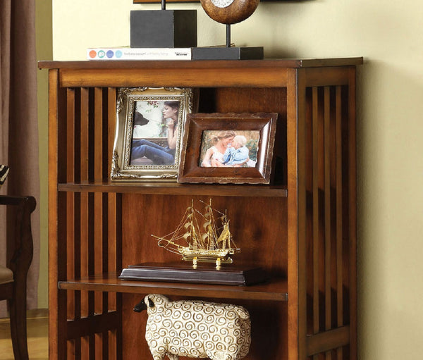 English Elm Gorgeous Antique Oak Solid Wood 5-Shelf Media Bookcase with Lattice Molding, 22"W x 48"H, Sturdy Storage B011P191545