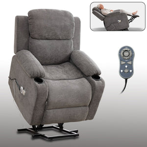English Elm Infinite Power Lift Recliner with Massage Heat Usb Port and Cup Holders for Seniors W5029P388738