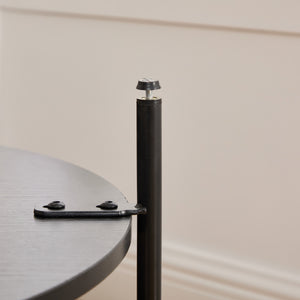 English Elm 30.9"Wide Faux Fur Ottoman with Open Wooden Shelf and Black Metal Legs — Plush Round Coffee Table Seat Brown W3098P296973