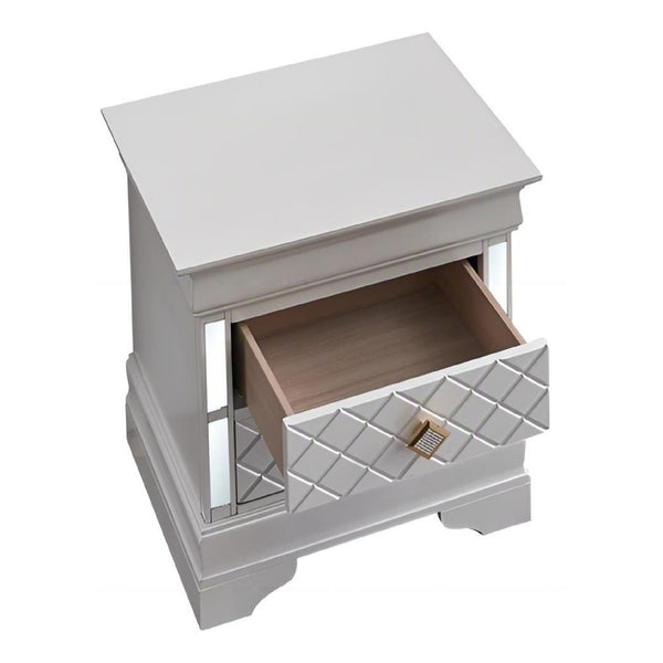 English Elm Verona Pearl White Nightstand with Dovetailed Drawers, Gold & Faux Crystal Handles, Fully Assembled B078P384070