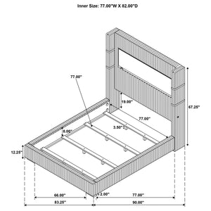 English Elm Judah Black Upholstered Eastern King Bed With Wingback Design & Flame Visualizer For Cozy Elegance B062P375547