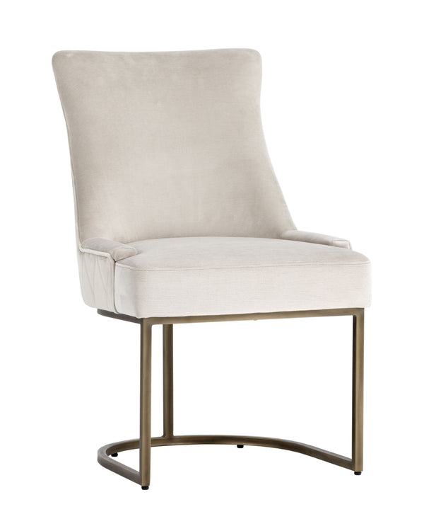 Sunpan Florence Dining Chair Set of 2 - Elegant Fabric, Rustic Bronze Frame, Diamond Stitched Back Design Piccolo Prosecco