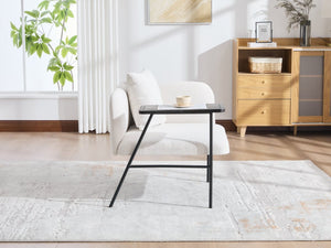 English Elm Leisure Linen Accent Chair with Built-in Side Table Pockets and Lumbar Pillow Modern Beige W395P453307