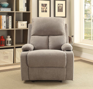 English Elm Grey Linen Recliner with Cup Holder and Memory Foam Seat, Tight Back Comfort, Smooth External Latch Recline — Perfect Relaxing Living Room Chair B062P215453