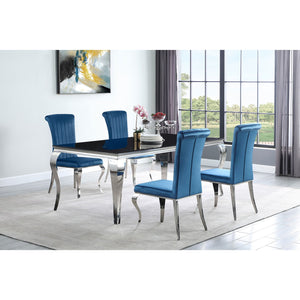 English Elm Shambrook Blue Upholstered Side Chairs Set of 4 — Tufted Curved Back, Plush Padding, Sleek Dramatic Legs B062S00803