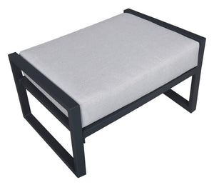 English Elm Aluminum Patio Lounger Set with Ottoman, Waterproof Cushions, Rust-Resistant Frame, Modern Black/Grey Comfort W1889P379076