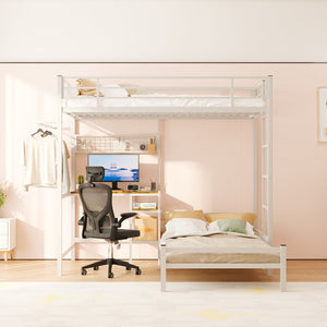 English Elm Bunk Bed Twin Over Twin With L-Shaped Desk, Storage Shelves & Safety Guardrail - Perfect For Teens! W3752P378629