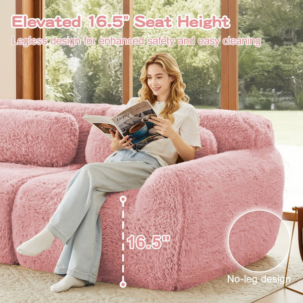 English Elm 114''soft Plush Modular Sectional Sofa with Cloud Cushions for Living Room Theater Pink W714S01558