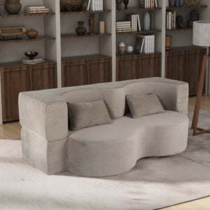 English Elm 2-In-1 Foldable Sofa Bed - Versatile Memory Foam Couch, Comfy Faux Fur Sleeper With 2 Pillows W3422P369303