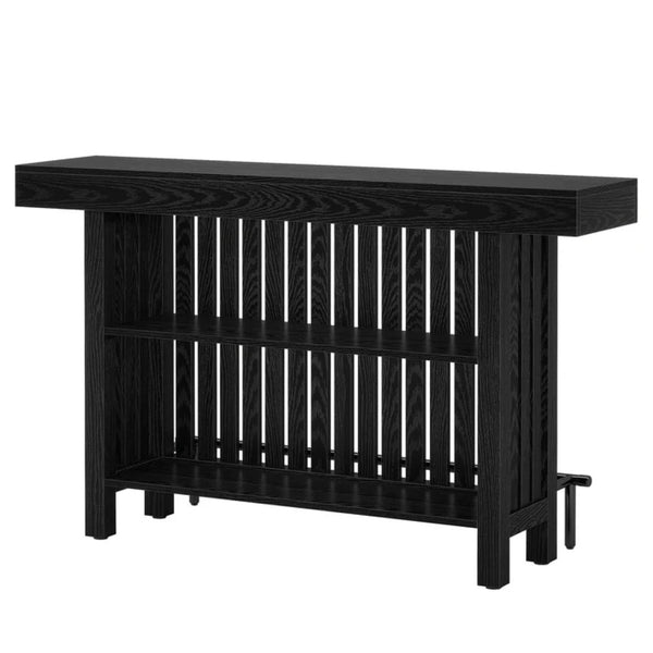 English Elm Bar Table Two Tier Industrial Metal Frame Open Shelf Home Kitchen Entertaining Stand T3971P452182