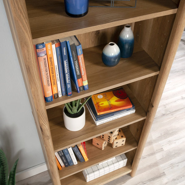 English Elm 5-Shelf Bookcase With Warm Brown Finish - Stylish, Adjustable, And Versatile Storage Solution For Any Space B356P402788