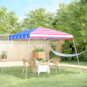 English Elm Outsunny Slant Leg Pop-Up Canopy Tent With American Flag Roof – Adjustable Height & Easy Setup! W2225P200588-GIGA