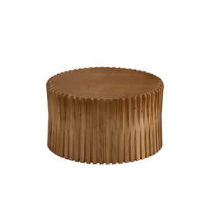 English Elm Vintage Cylindrical Nesting Coffee Table Set, Textured Embossed Wood Accent Tables for Living Room Natural W757P195740