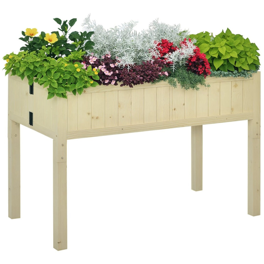 English Elm Garden Elevated Fir Wood Planter Box with Foldable Frame for Patio or Balcony T3971P388935