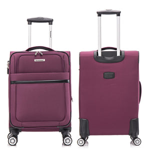 English Elm 3-piece Soft Shell Luggage Set with Swivel Wheels Telescopic Handle and Password Lock Purple T3292P343317