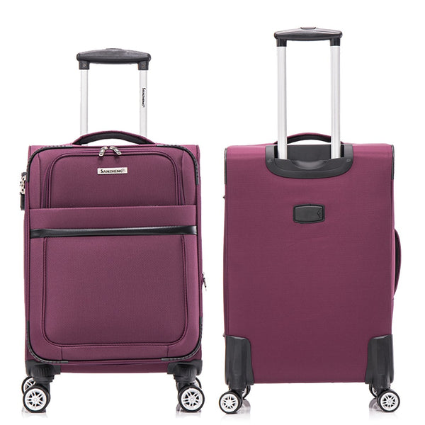 English Elm 3-piece Soft Shell Luggage Set with Swivel Wheels Telescopic Handle and Password Lock Purple T3292P343317