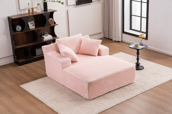 English Elm Oversized Corduroy Chaise Longue Sofa Bed Pink — Deep Seat Sleeper, No Assembly, Modern Lounge Comfort W1752P290577