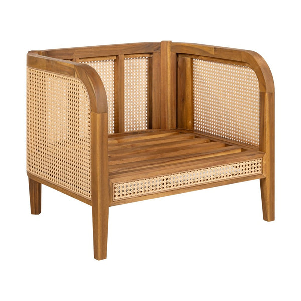 English Elm Kirkby Acacia Wood Rattan 3 Piece Outdoor Chat Set with Cushioned Club Chairs KIRKBY 3PCS CHAT SET