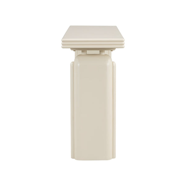 English Elm U_style Acacia Veneer Console Table Curved Silhouette for Entryway Hallway Foyer Beige N711P235894K