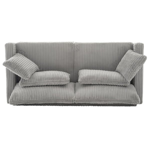 English Elm Modern Corduroy Upholstered Loveseat Sofa with Pocket Springs and Four Accent Pillows Grey N763S000040E