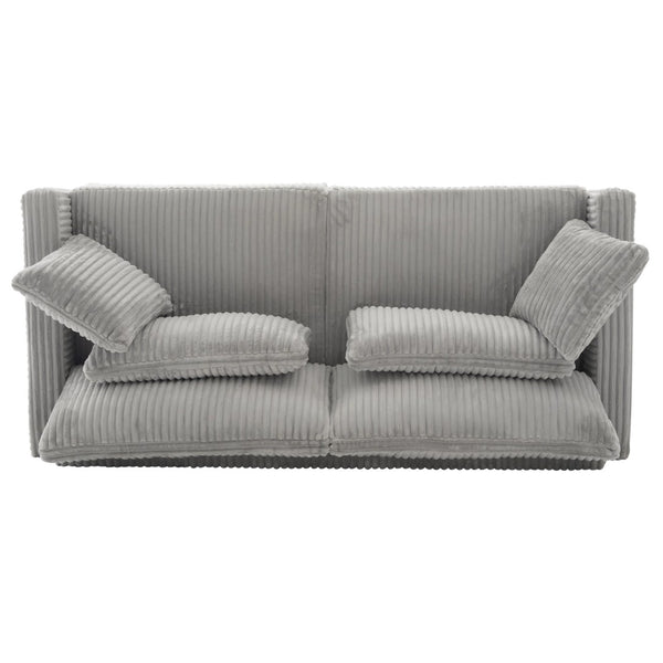 English Elm Modern Corduroy Upholstered Loveseat Sofa with Pocket Springs and Four Accent Pillows Grey N763S000040E