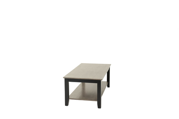 English Elm Gray Modern Two-Tone 47" Coffee Table with Walnut Veneer Top, Solid Rubberwood Legs & Shelf Storage B011P396179