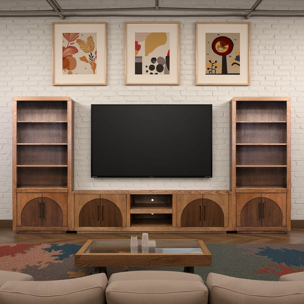 English Elm Eclipse 92" Tv Stand Console For 100" Tvs, Vintage Two-Tone Finish, No Assembly, Ample Storage Options B108P345177