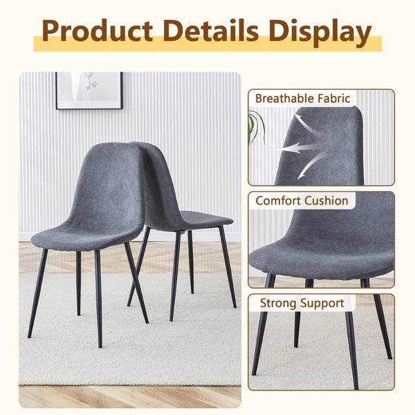 English Elm Table and Chair Set Sunburst Mdf Round Dining for Six with Dual Shelf Black Metal Legs W1151S03850