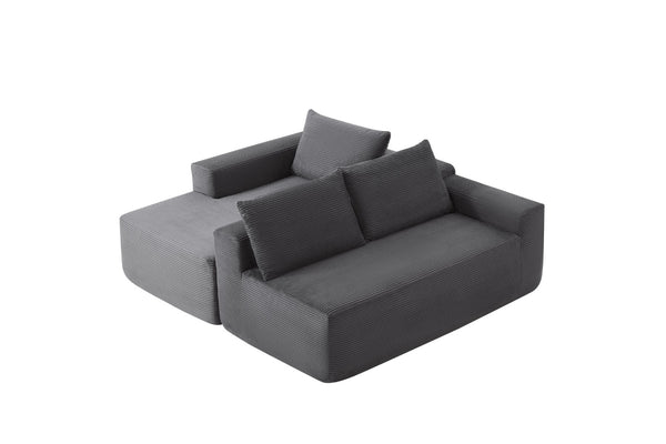 English Elm 105" Cloud Modular Sectional Corduroy Upholstered Deep Seat Sofa for Living Room W3975S00011