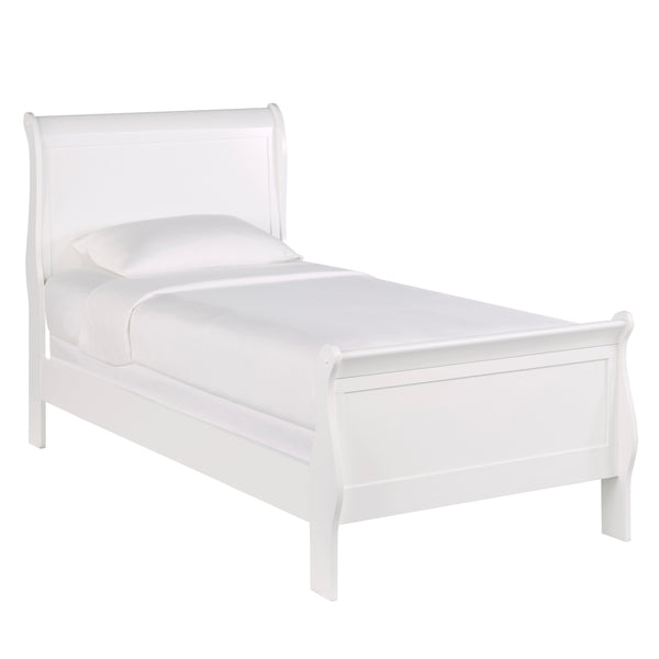 English Elm 1pc Mayville White Twin Sleigh Bed Louis Philippe Style Wooden Bedroom Furniture Classic Charm 92" B011S01787