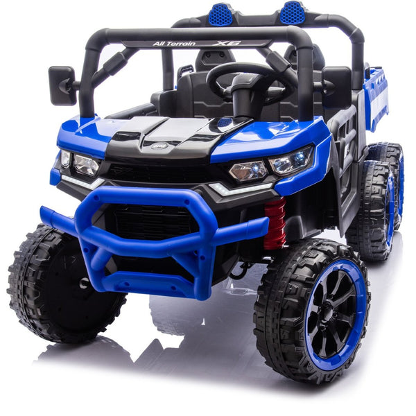 English Elm 24v Two Seat Kids Electric Dump Truck Six Wheel 4wd Utv with Parental Remote Blue W1578P268993