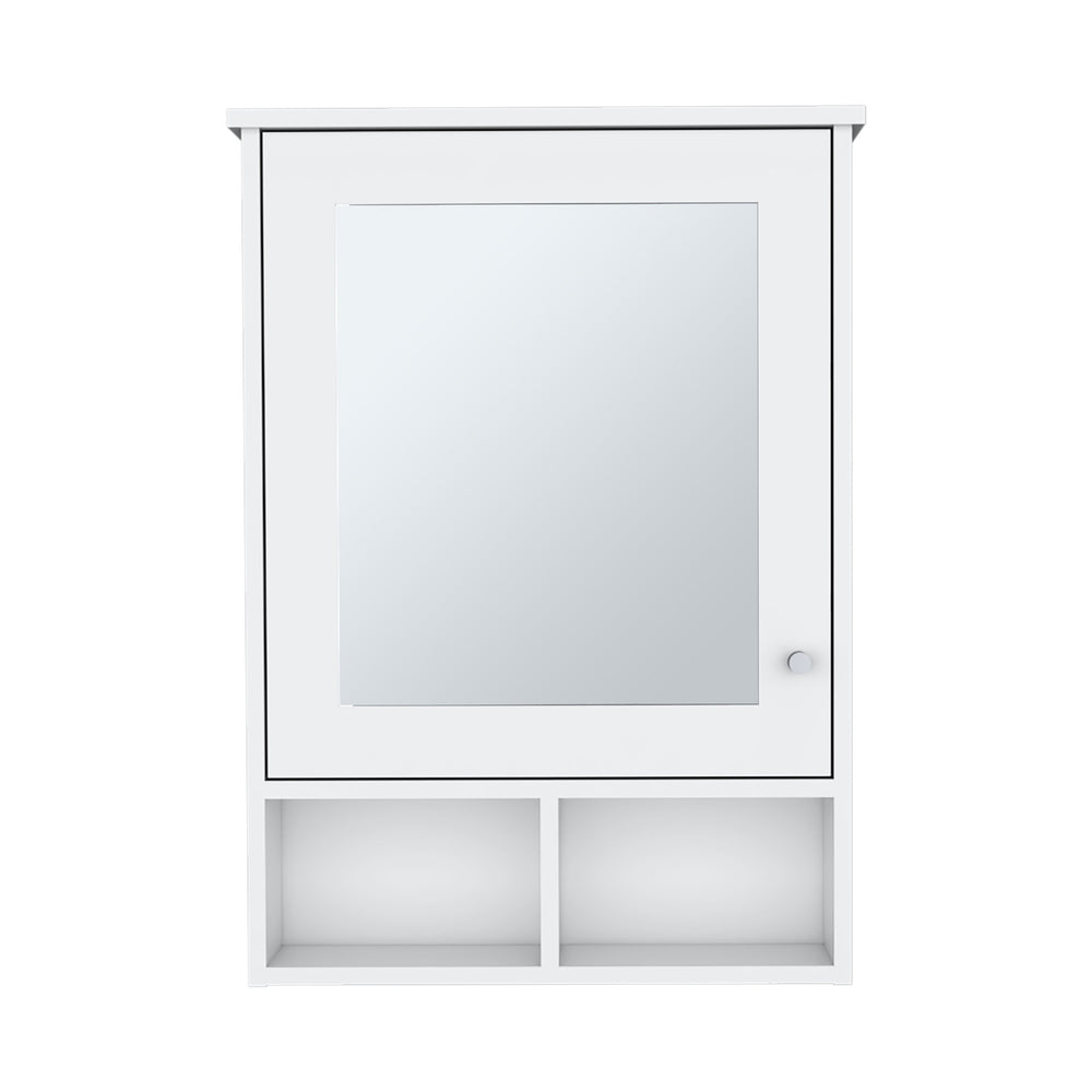 English Elm Vina Mirrored Medicine Cabinet 29" High Organizer with Three Hidden Shelves and Two Open Shelves, Durable Storage White 34.7 L x 23.3 W x 4.8 H B200P235867