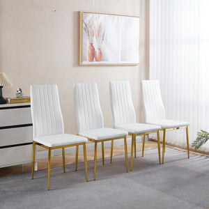 English Elm Chair Chair Set Of 4 With Elegant Golden Legs And Stylish White Seats For Modern Dining And Living Spaces W234P302684