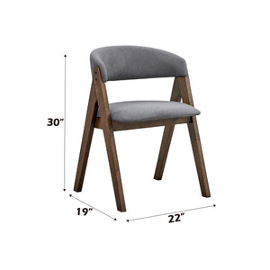English Elm Keiki Modern Gray Fabric Side Chair Set of 2 with Padded Curved Back, Walnut Legs for Dining B2726P246309