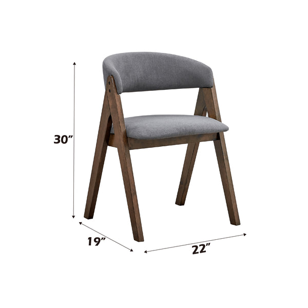 English Elm Keiki Modern Gray Fabric Side Chair Set of 2 with Padded Curved Back, Walnut Legs for Dining B2726P246309