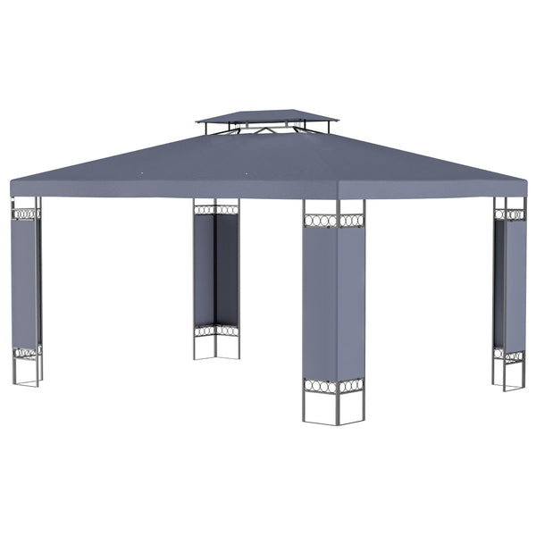 English Elm Outsunny 10' X 13' Double Roof Patio Gazebo Canopy - Stylish Outdoor Shelter For Garden & Entertaining W2225P200638-GIGA