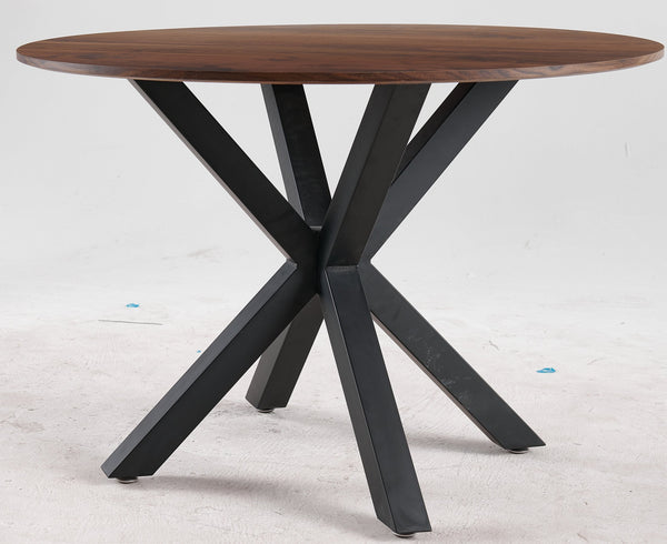 English Elm 42.1"BLACK Mid-Century Round Pedestal Dining Table for 4-6, Wood MDF Top, Sturdy Metal Frame W234P165709