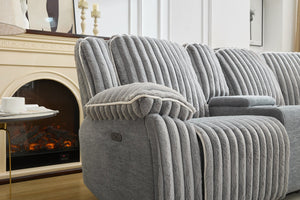 English Elm M078 Power Reclining Sectional Sofa with Dual USB Ports, Armrests & Back Reset for Ultimate Comfort Grey W1805S00081