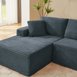 English Elm L-shaped Modular Cloud Sectional Corduroy Sofa Deep Seat Sleeper for Living Room W2339S00119