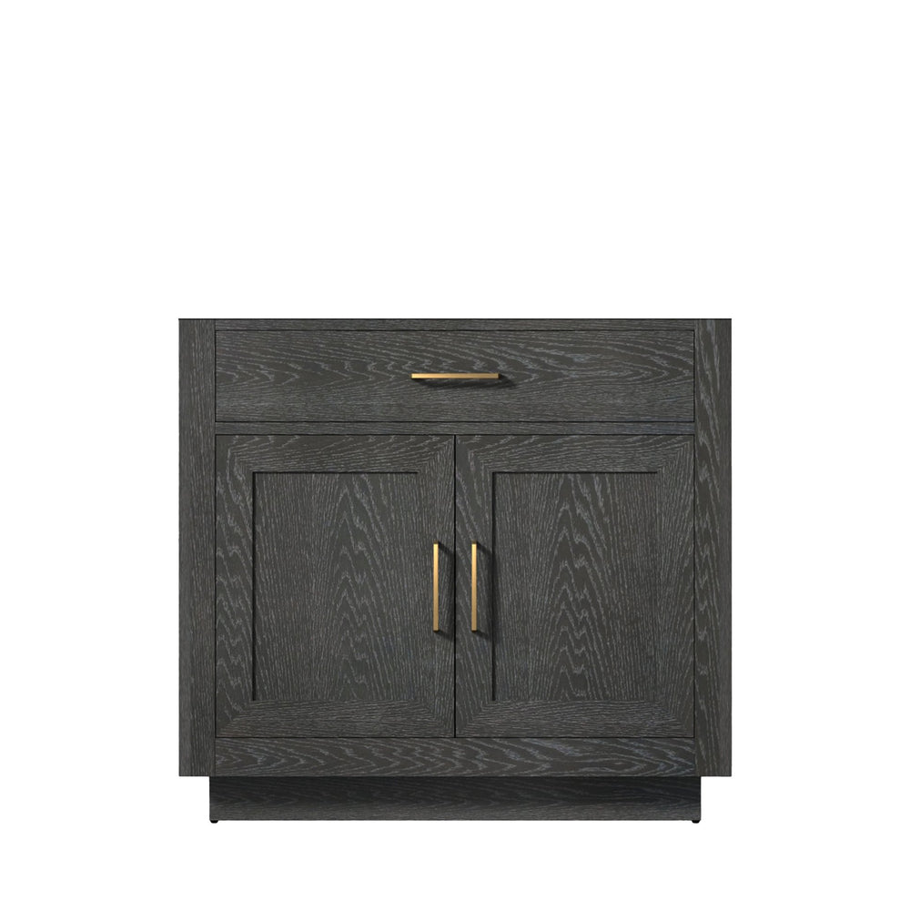 English Elm Black Oak Single Bath Vanity 36-in W x 22-in D – Midcentury Wood Single Sink, Soft-Close, Ready B2731P260807