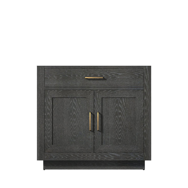 English Elm Black Oak Single Bath Vanity 36-in W x 22-in D – Midcentury Wood Single Sink, Soft-Close, Ready B2731P260807