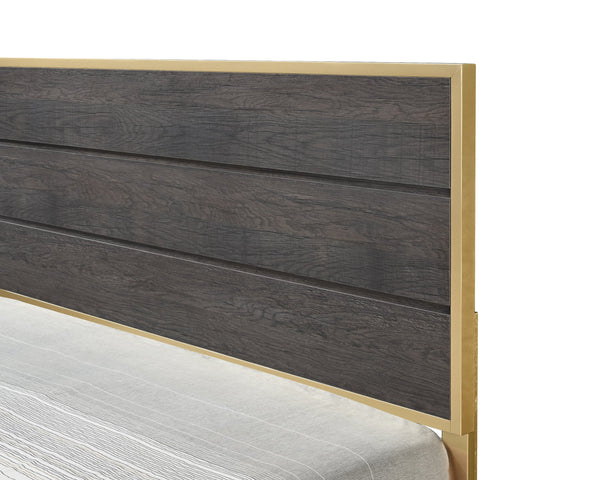 English Elm 1Pc Contemporary Queen Bed - Sleek Linear Design With Striking Headboard & Rich Wood Tones B2741S00381