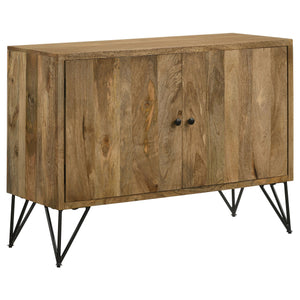 English Elm Eileen Natural Wood 2-Door Accent Cabinet with Metal Legs, Mango Grain Finish, Modern Storage Centerpiece B062P344966