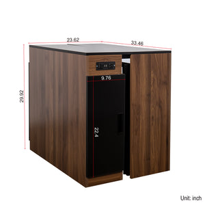 English Elm Modern Extendable Dining Table with Built-In Outlet, USB Ports & Storage, Space-Saving Console to 118" Walnut+black W331S00190