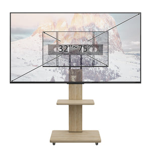 English Elm Tv Floor Stand Rolling Cart with Lockable Wheels Height Adjustable Iron Mdf Mount Natural W241P246879