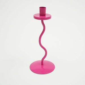 English Elm Candle Groovy Glow Pink Metal Holder 5x5x11 in Floral Modern Accent — Trendy, Warm Ambiance Decor B346P356185